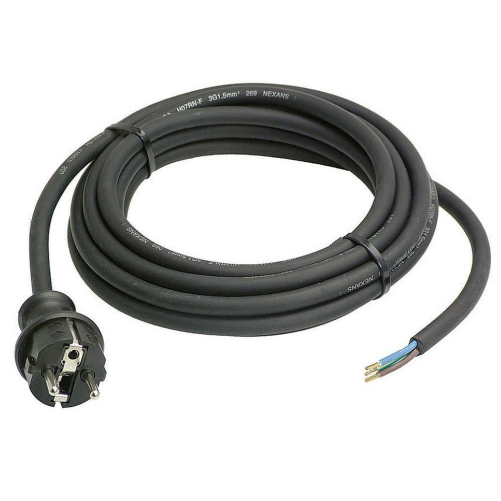 Neopreen buiten kabel 5 meter - 3x 1.5mm met stekker Neopreen buiten kabel 5 meter - 3x 1.5mm met stekker